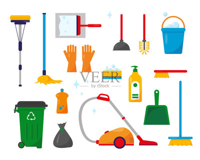 清潔工具、設備及附件插畫素材